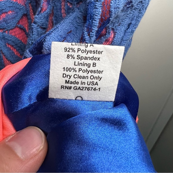 Anthropologie Eva Franco Lined Lace Blue Bright Coral, Pink size 6 - Picture 11 of 13